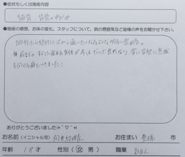 猫背、背骨のゆがみ