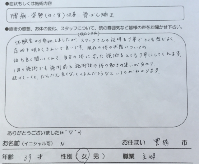 腰痛、姿勢(猫背)改善、骨盤矯正