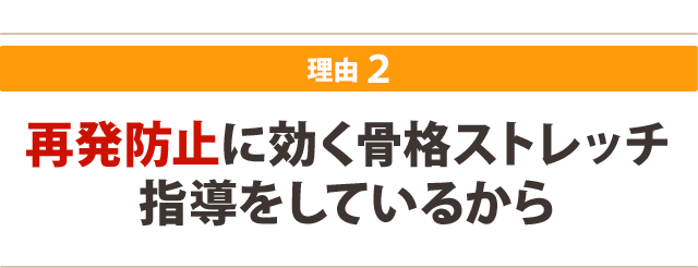再発防止に効く 骨格ストレッチ指導をしているから